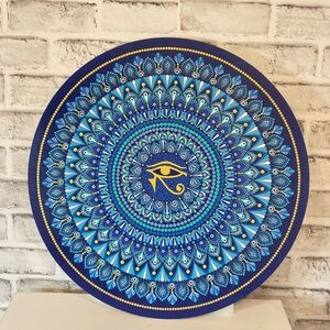 Guardian Blue.  Eye of Horus Large Mandala 45 cm. Hand Painted Dot Art Mandala.